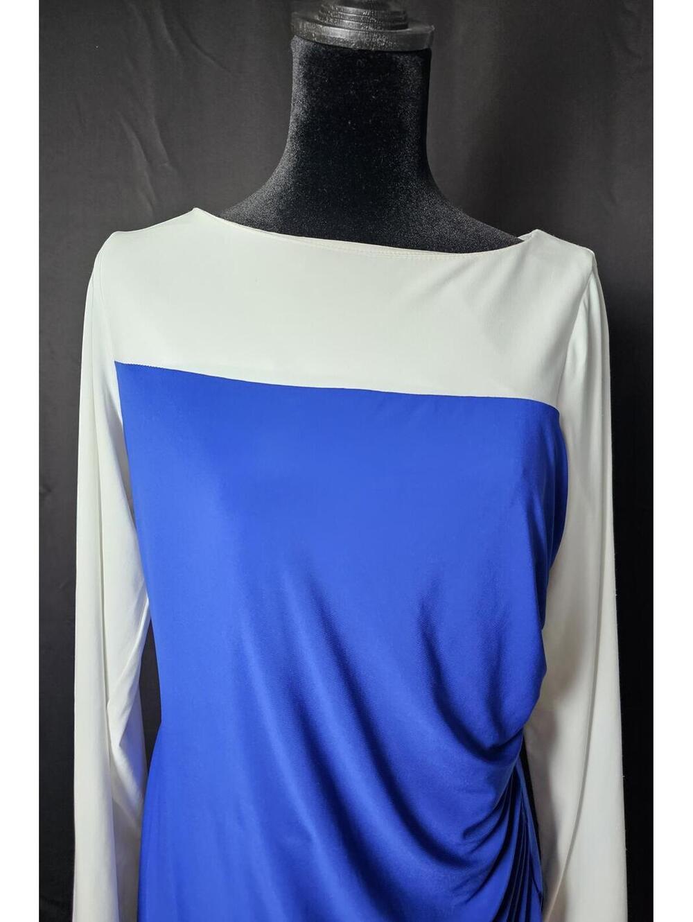 NWT Kasper Dress Blue & White Womens Size M